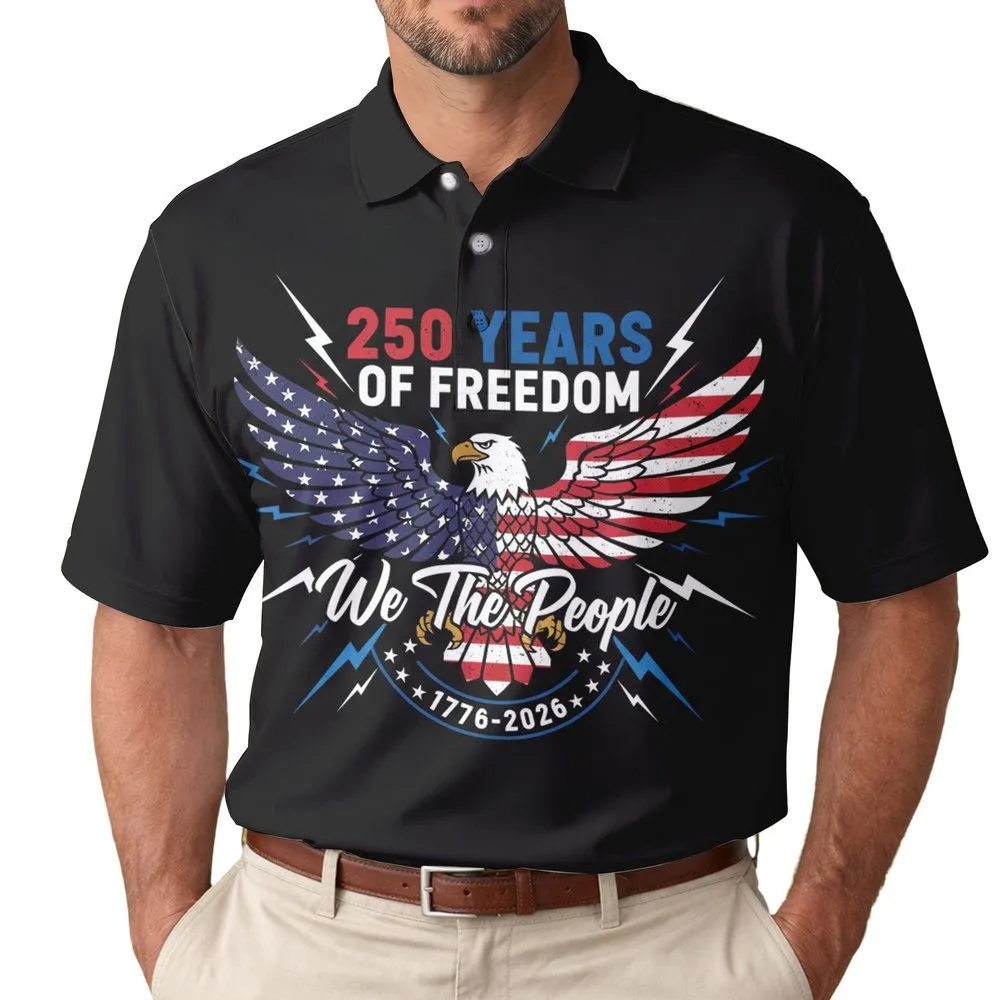 Bald Eagle Flag 1776-2026 We The People - USA 250th Anniversary Independence Day Men's Polo Shirt - 1