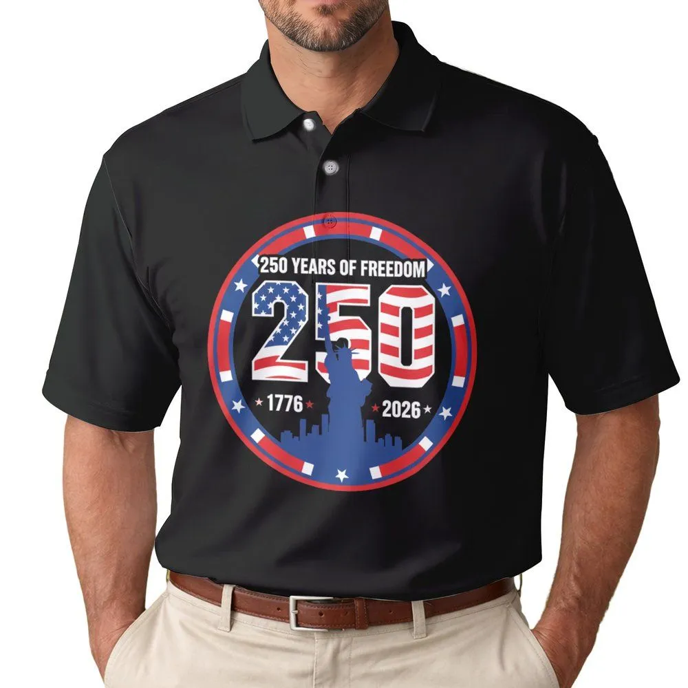 Statue of Liberty 250 Years of Freedom 1776-2026 - USA 250th Anniversary Independence Day Men's Polo Shirt - 1