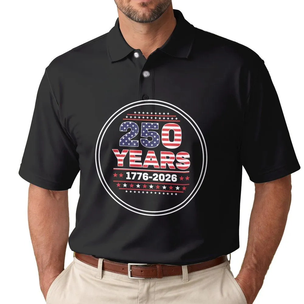 250 Years 1776-2026 Patriotic Emblem - USA 250th Anniversary Independence Day Men's Polo Shirt - 1