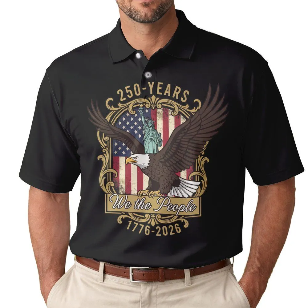 Bald Eagle Liberty We The People Flag 1776-2026 - USA 250th Anniversary Patriotic Gift Men's Polo Shirt - 1