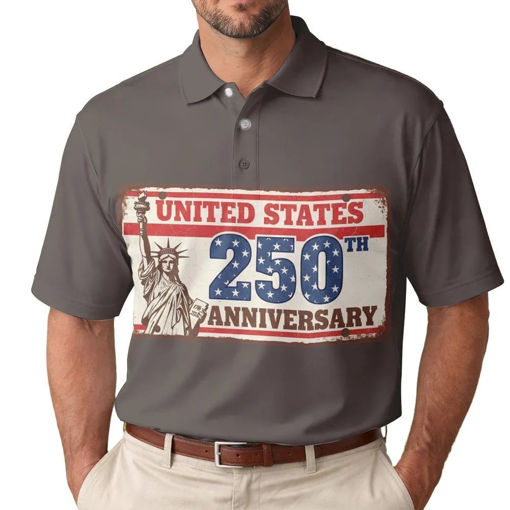 Statue of Liberty 1776-2026 Vintage Sign - USA 250th Anniversary Patriotic Gift for Veterans Men's Polo Shirt - 1