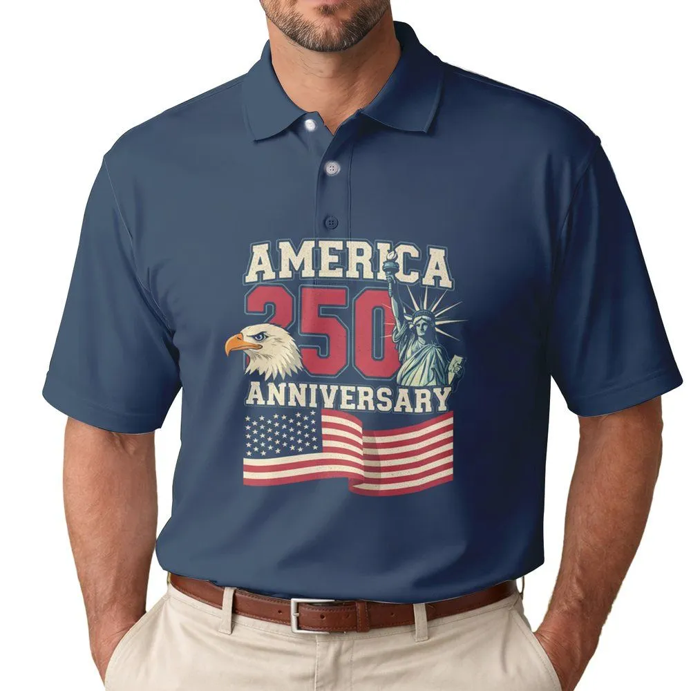 Bald Eagle Statue of Liberty Flag 1776-2026 - USA 250th Anniversary Patriotic Men's Polo Shirt - 1