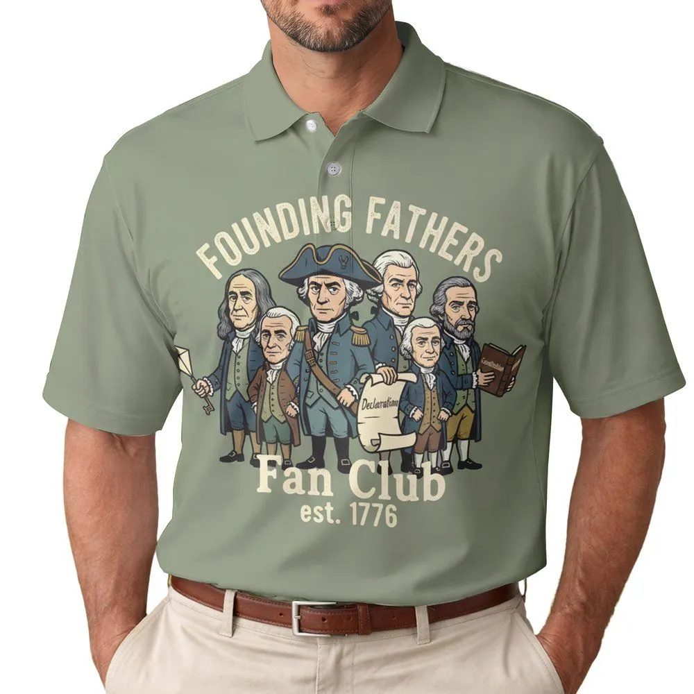 Founding Fathers Fan Club 1776 - USA 250th Anniversary Independence Day Patriotic Men's Polo Shirt - 1