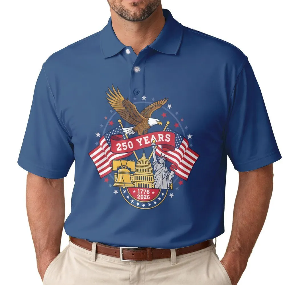 Bald Eagle Liberty Bell 1776-2026 - USA 250th Anniversary Patriotic Flag Gift for Veterans Men's Polo Shirt - 1