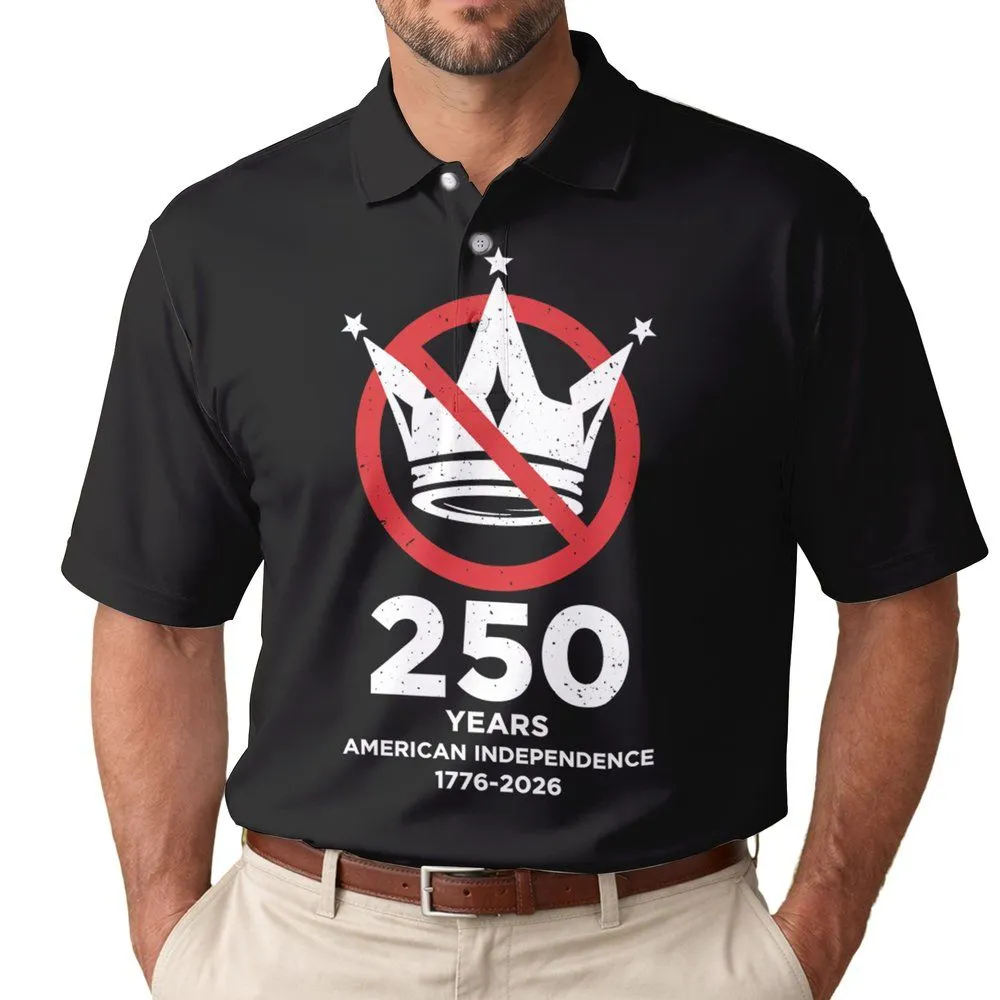 No Crown Prohibition Icon 1776 - USA 250th Anniversary Independence Day Gift for Dad Men's Polo Shirt - 1