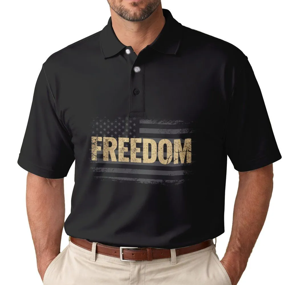 Distressed Flag FREEDOM 1776-2026 - USA 250th Anniversary Independence Day Men's Polo Shirt - 1