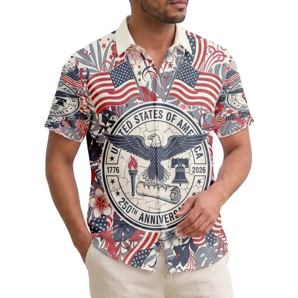 Bald Eagle American Flag 1776-2026 - USA 250th Anniversary Independence Day Gift for Dad Hawaiian Shirt - 1