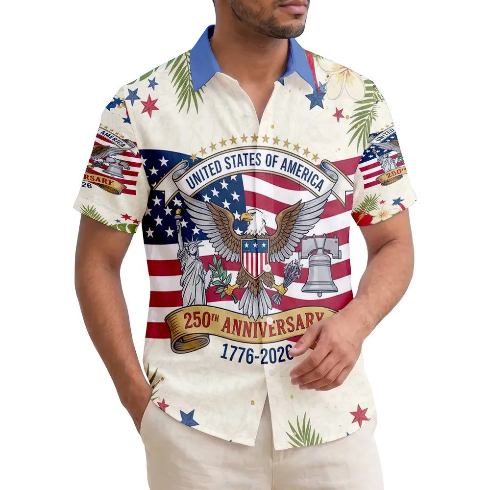 Bald Eagle Statue of Liberty Liberty Bell American Flag 1776-2026 - USA 250th Anniversary Hawaiian Shirt - 1