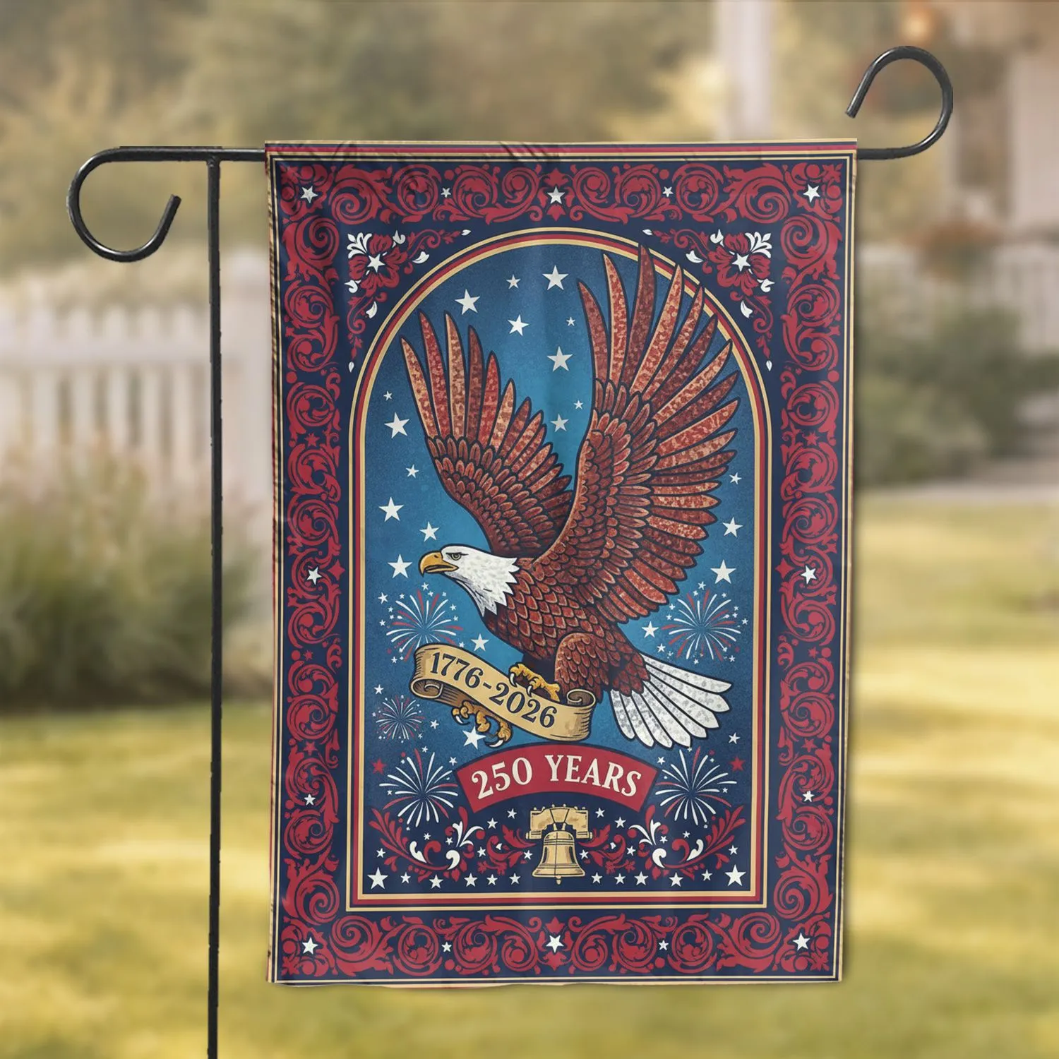 Bald Eagle 1776-2026 - USA 250th Anniversary Patriotic Flag Liberty Bell Banner Garden Flag - 1