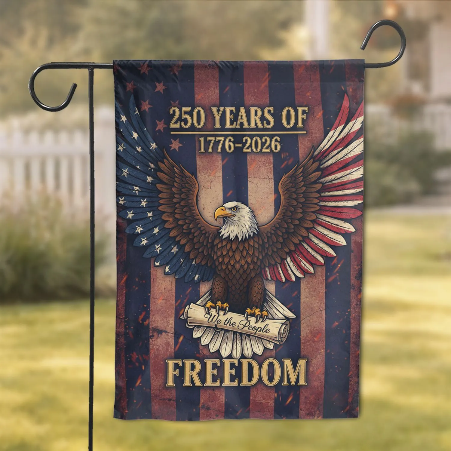 Bald Eagle American Flag 1776-2026 - We The People 250th Anniversary Freedom Design Garden Flag - 1