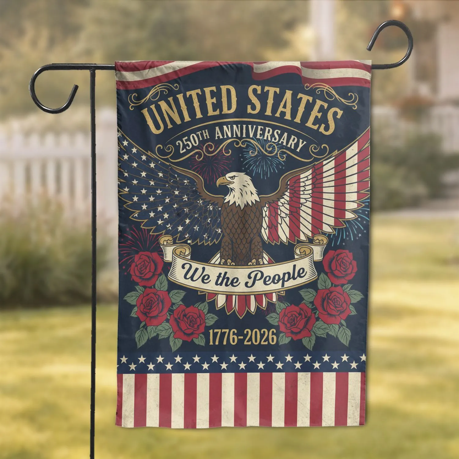 Bald Eagle American Flag 1776-2026 We The People - USA 250th Anniversary Gift for Veterans Garden Flag - 1