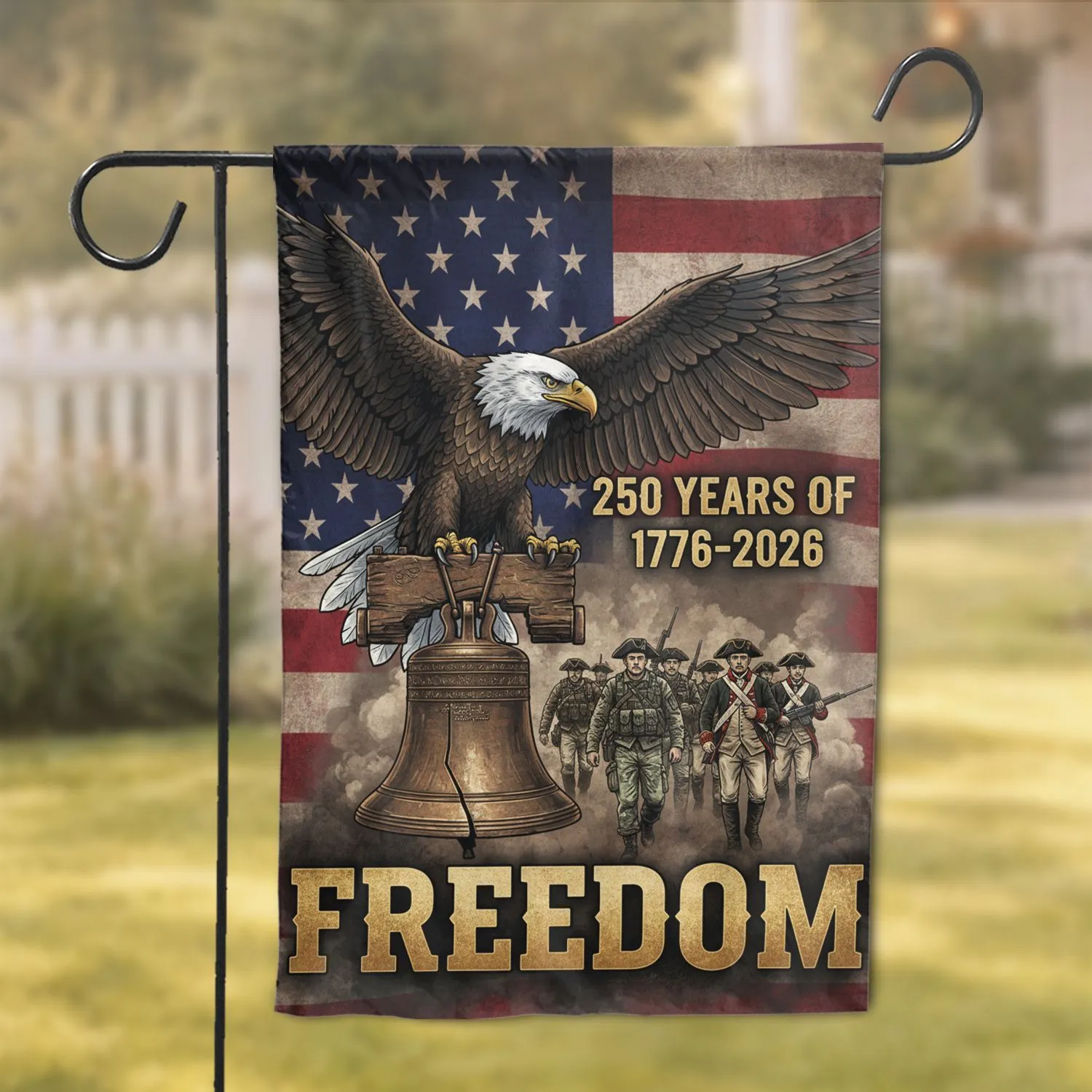 Bald Eagle Liberty Bell American Flag 1776-2026 - USA 250th Anniversary Patriot Garden Flag - 1