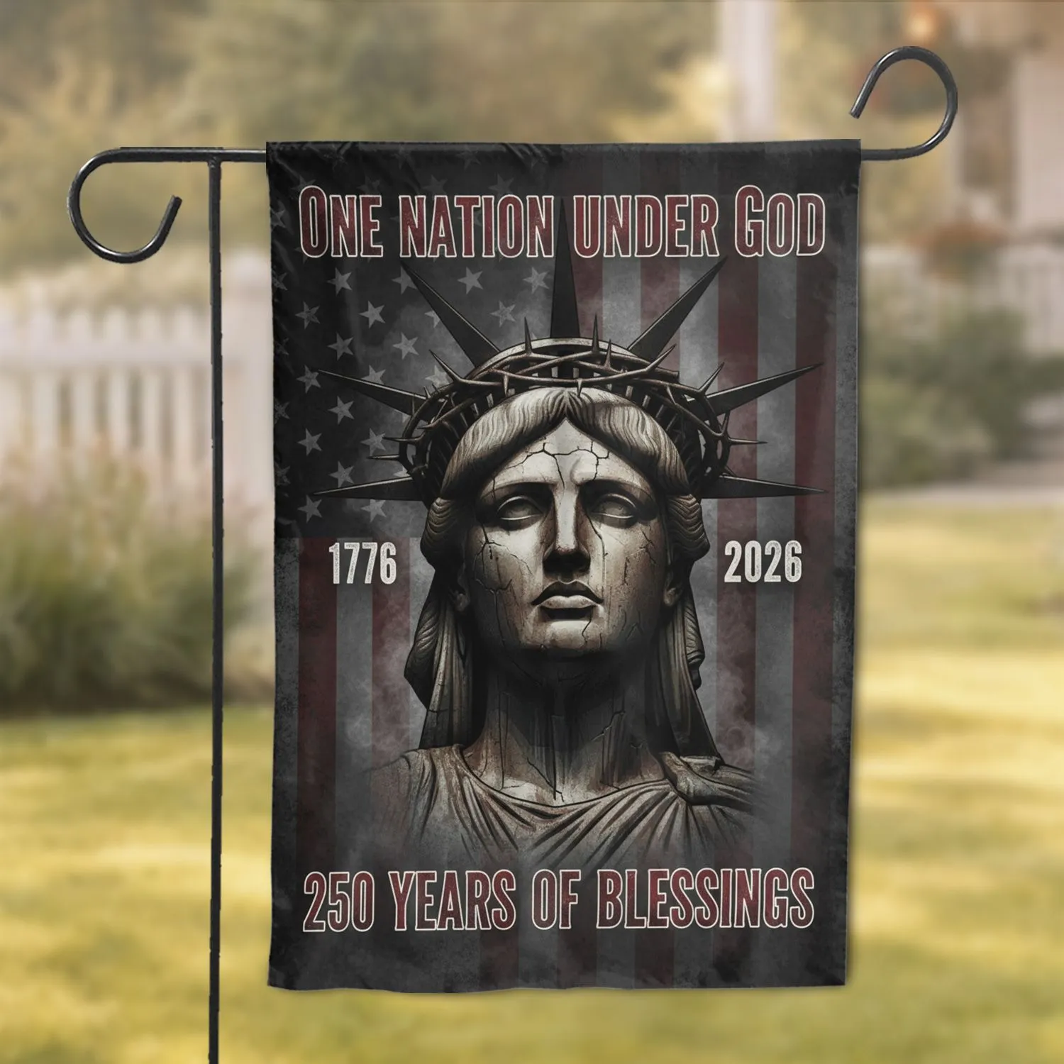Statue of Liberty Crown of Thorns Patriotic Flag - America 250th Anniversary 1776-2026 Garden Flag - 1