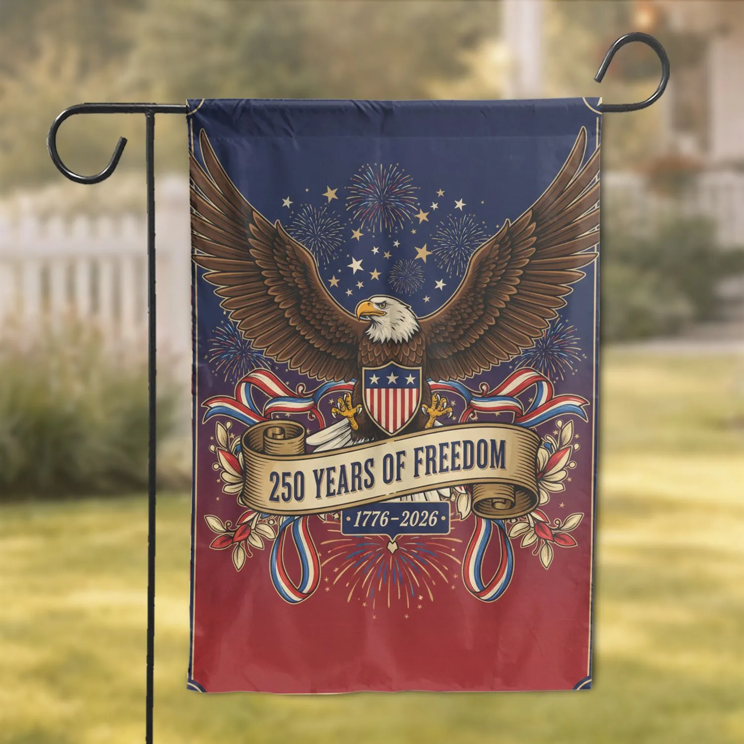 Bald Eagle American Flag 250 Years of Freedom (1776-2026) USA 250th Anniversary Independence Day Garden Flag - 1