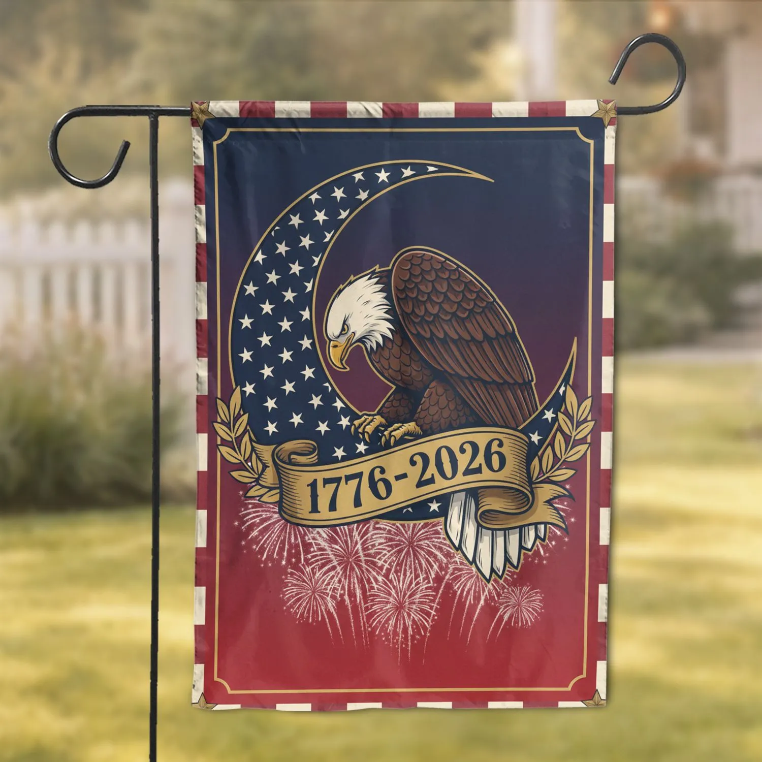 Bald Eagle American Flag 1776-2026 - USA 250th Anniversary Independence Day Gift for Dad Garden Flag - 1