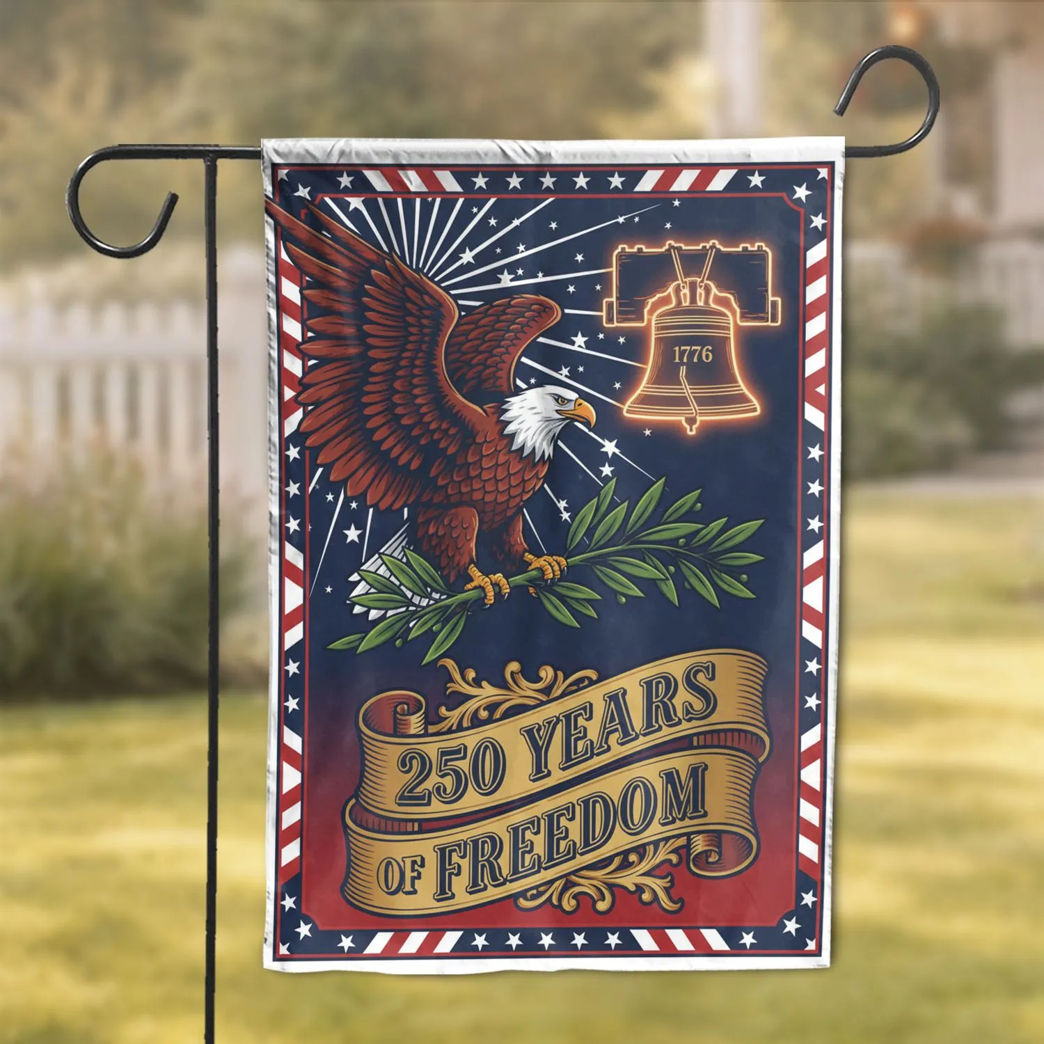 Bald Eagle Liberty Bell 1776-2026 American Flag - USA 250 Years of Freedom Garden Flag - 1
