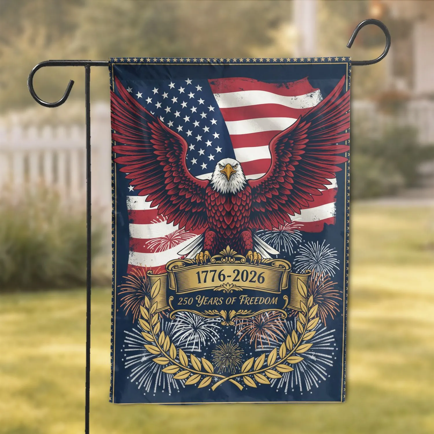 Bald Eagle American Flag 1776-2026 - USA 250th Anniversary Freedom Celebration Gift for Veterans Garden Flag - 1