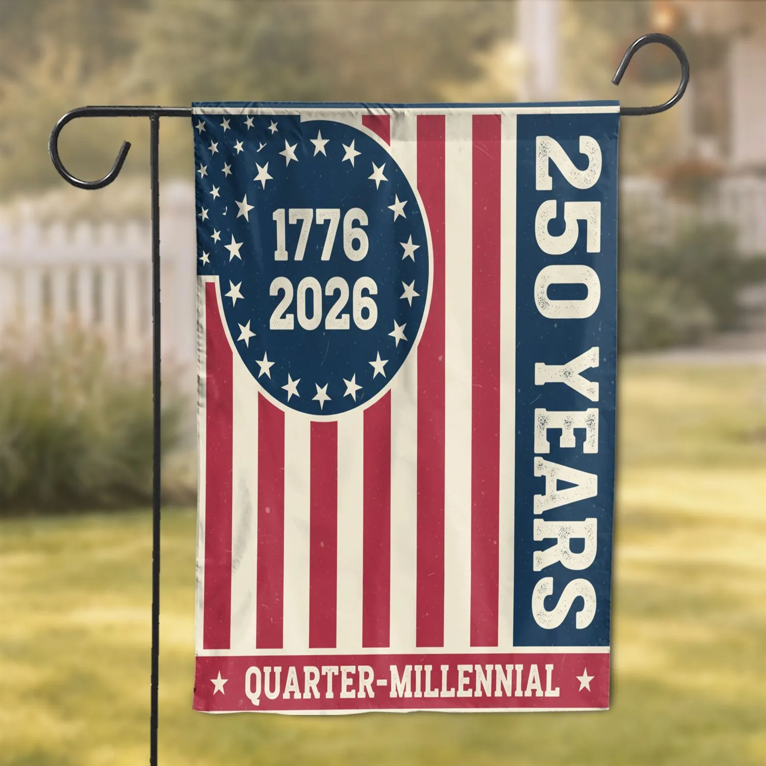 Vintage American Flag 1776-2026 Quarter-Millennial - USA 250th Anniversary Heritage Garden Flag - 1