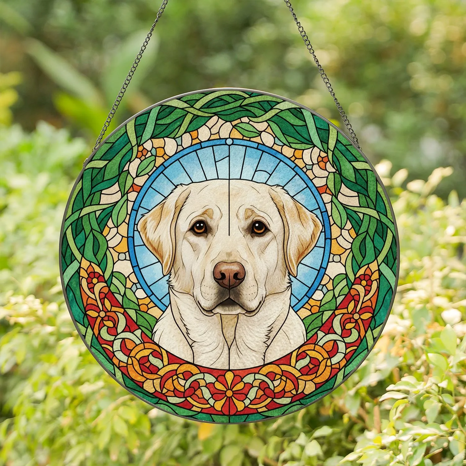 Cream Yellow Labrador Retriever Dog Stained Glass Art - Tiffany Mosaic Decor for Pet Lovers Stained Glass Suncatcher - 1