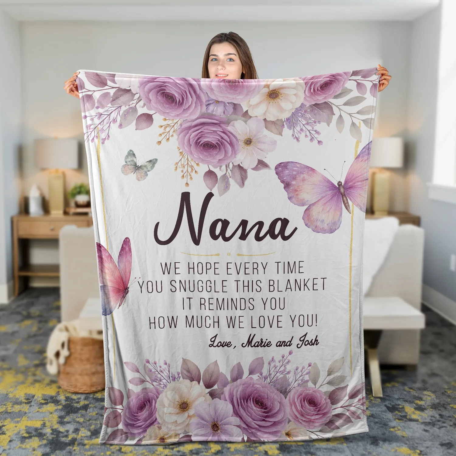 Personalized Name Blanket, Family Blanket, Personalized Grandma Blanket, Nana Gift, Mothers Day Gift, Gift for Grandma - 1
