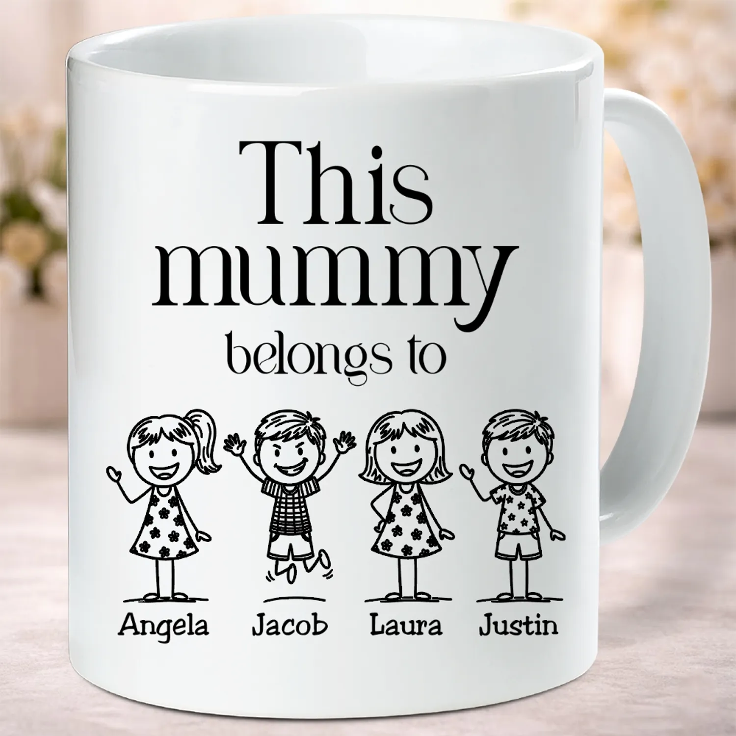 Personalized Mummy Belongs To Mug With Children Names Mother's Day Gift for New Mum Mama Mom Mommy Children - 1