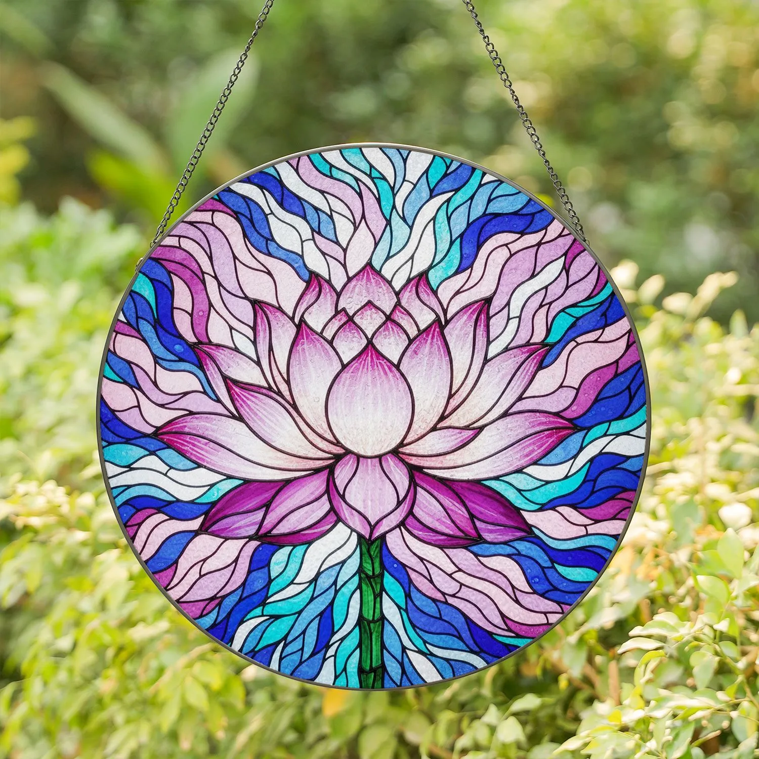 Radiant Lotus Tiffany Style Stained Glass - Water Nebula Mosaic Window Decor Stained Glass Suncatcher - 1