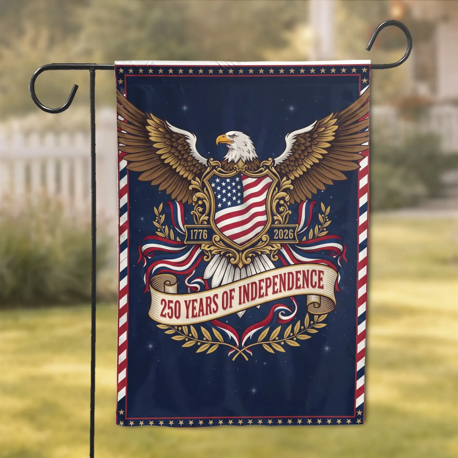 Patriotic Bald Eagle American Flag 1776-2026 - USA 250 Years of Independence Garden Flag - 1