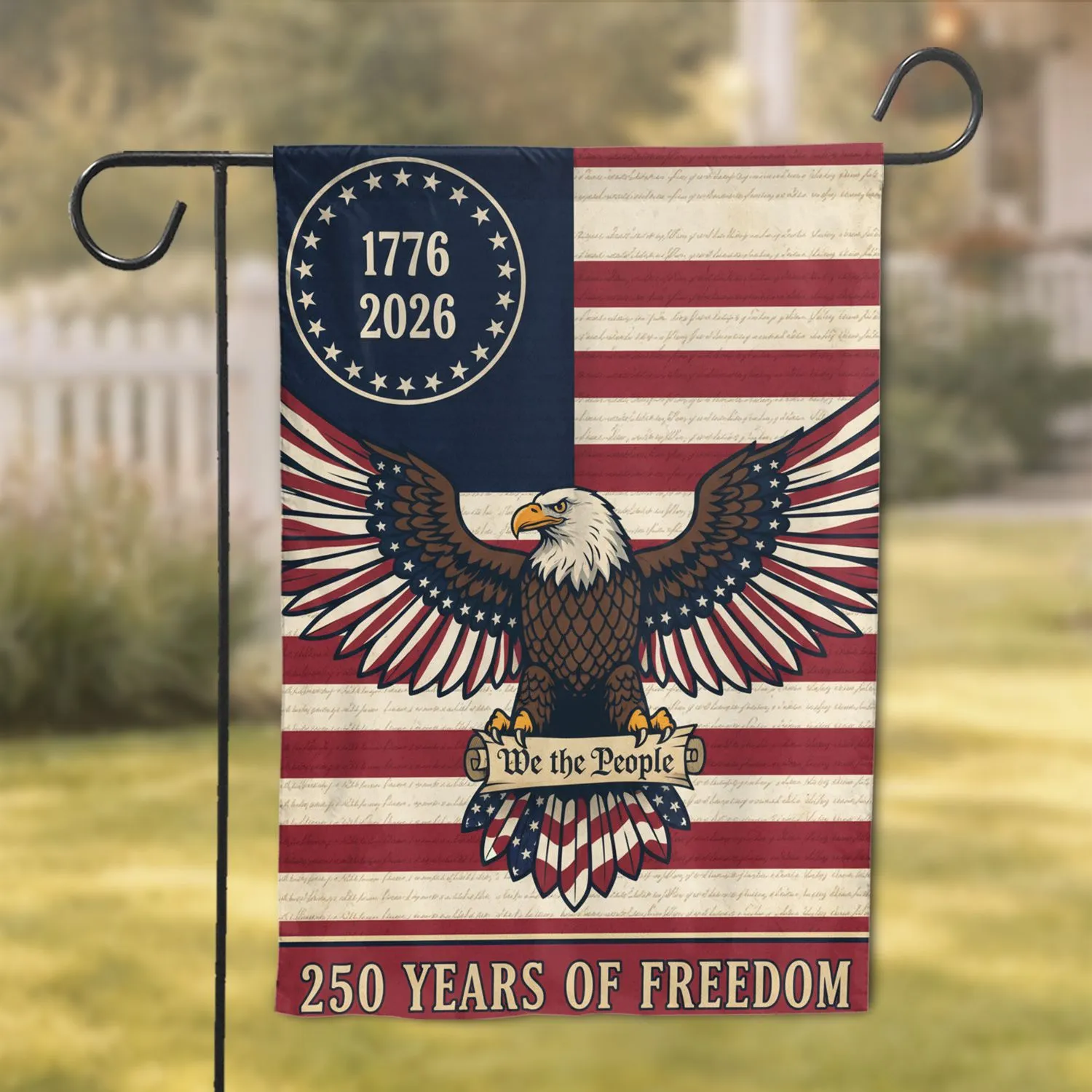 Bald Eagle American Flag 1776-2026 We The People - USA 250 Years of Freedom Garden Flag - 1