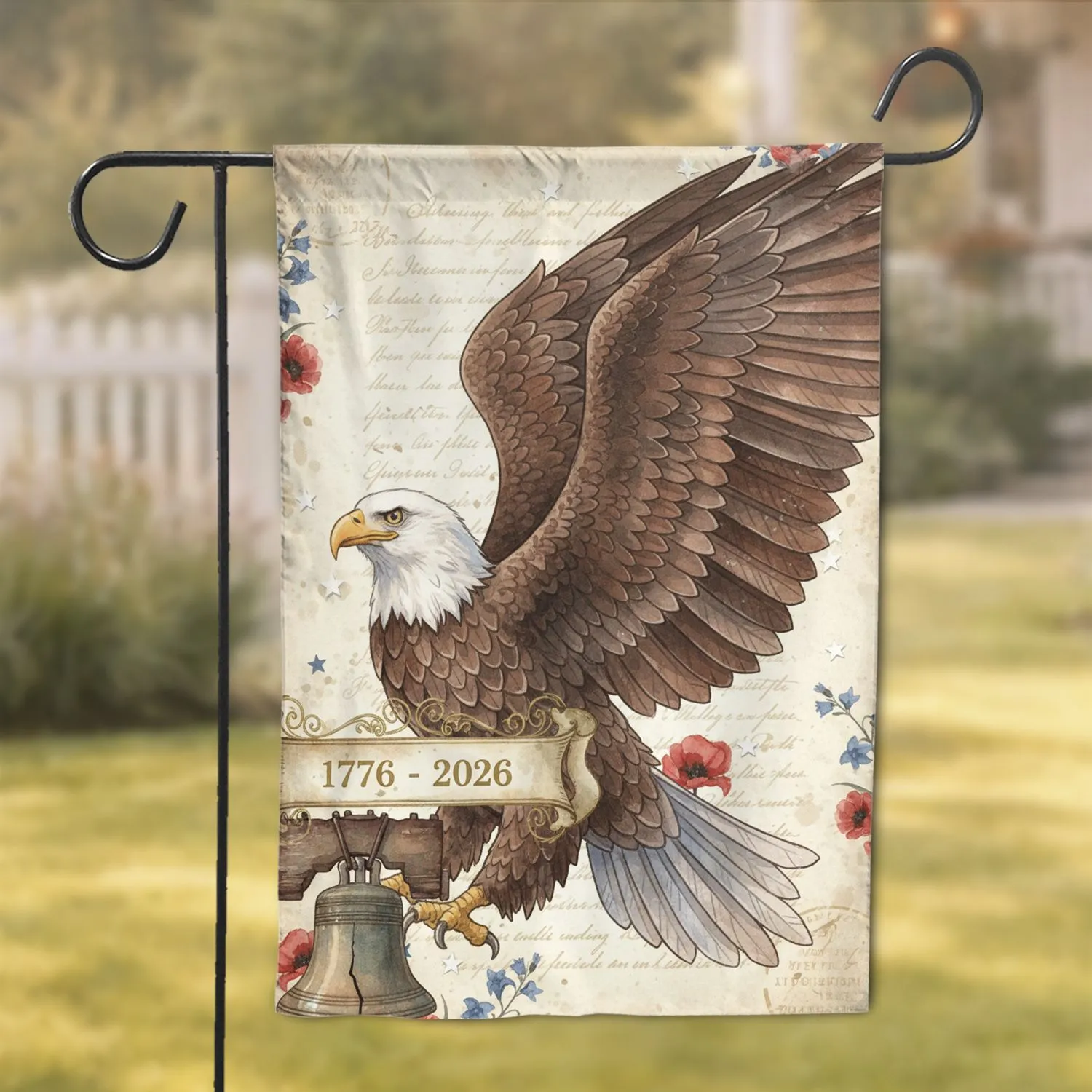 American Bald Eagle Liberty Bell 1776-2026 - USA 250th Anniversary Patriotic Gift Garden Flag - 1