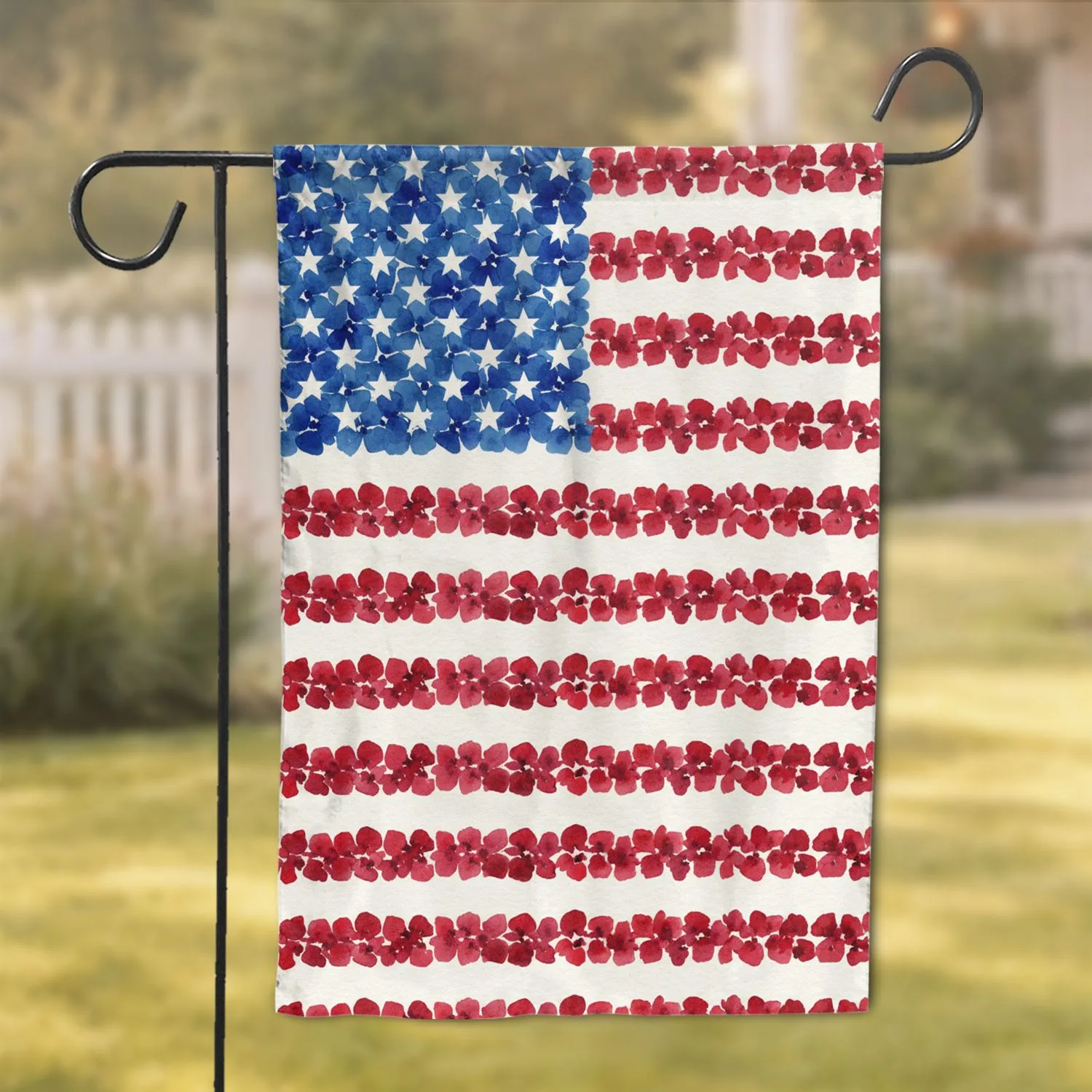 Floral American Flag 1776-2026 - USA 250th Anniversary Patriotic Watercolor Art Garden Flag - 1