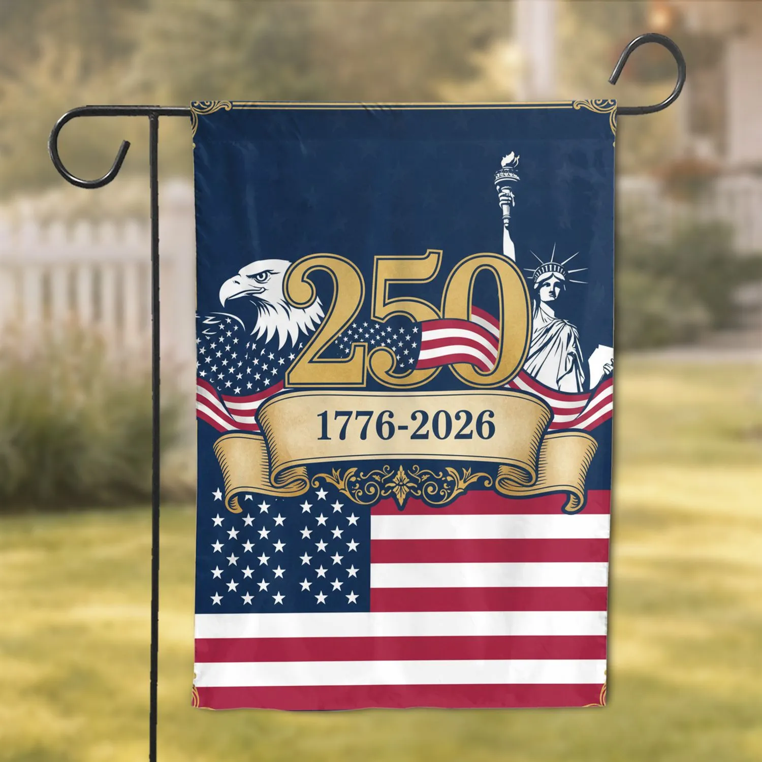 Bald Eagle Lady Liberty 250th Anniversary American Flag 1776-2026 Patriotic Gift Garden Flag - 1