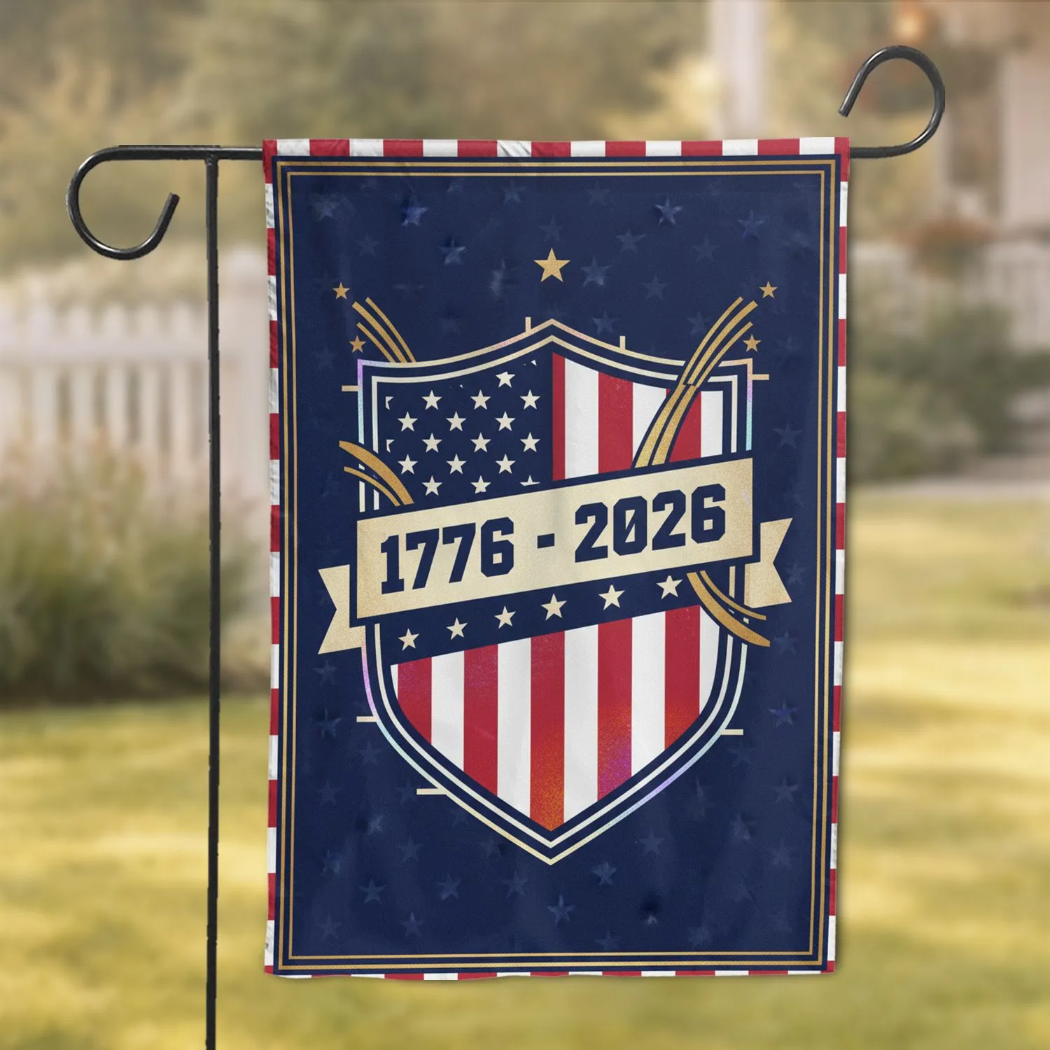 1776-2026 American Shield Emblem - USA 250th Anniversary Independence Day Gift for Dad Garden Flag - 1