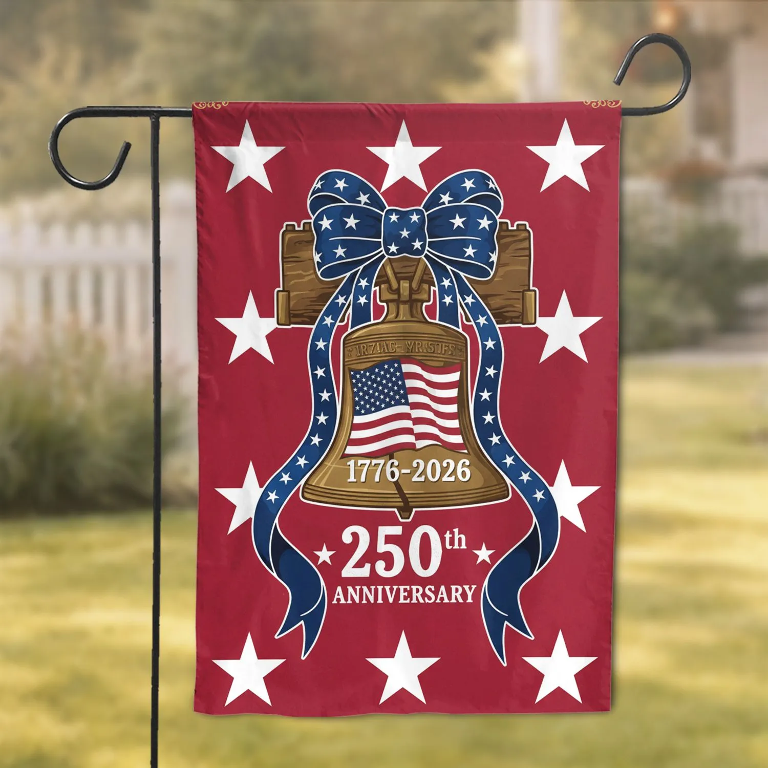 Majestic Liberty Bell American Flag 1776-2026 - USA 250th Anniversary Patriotic Ribbon Art Garden Flag - 1