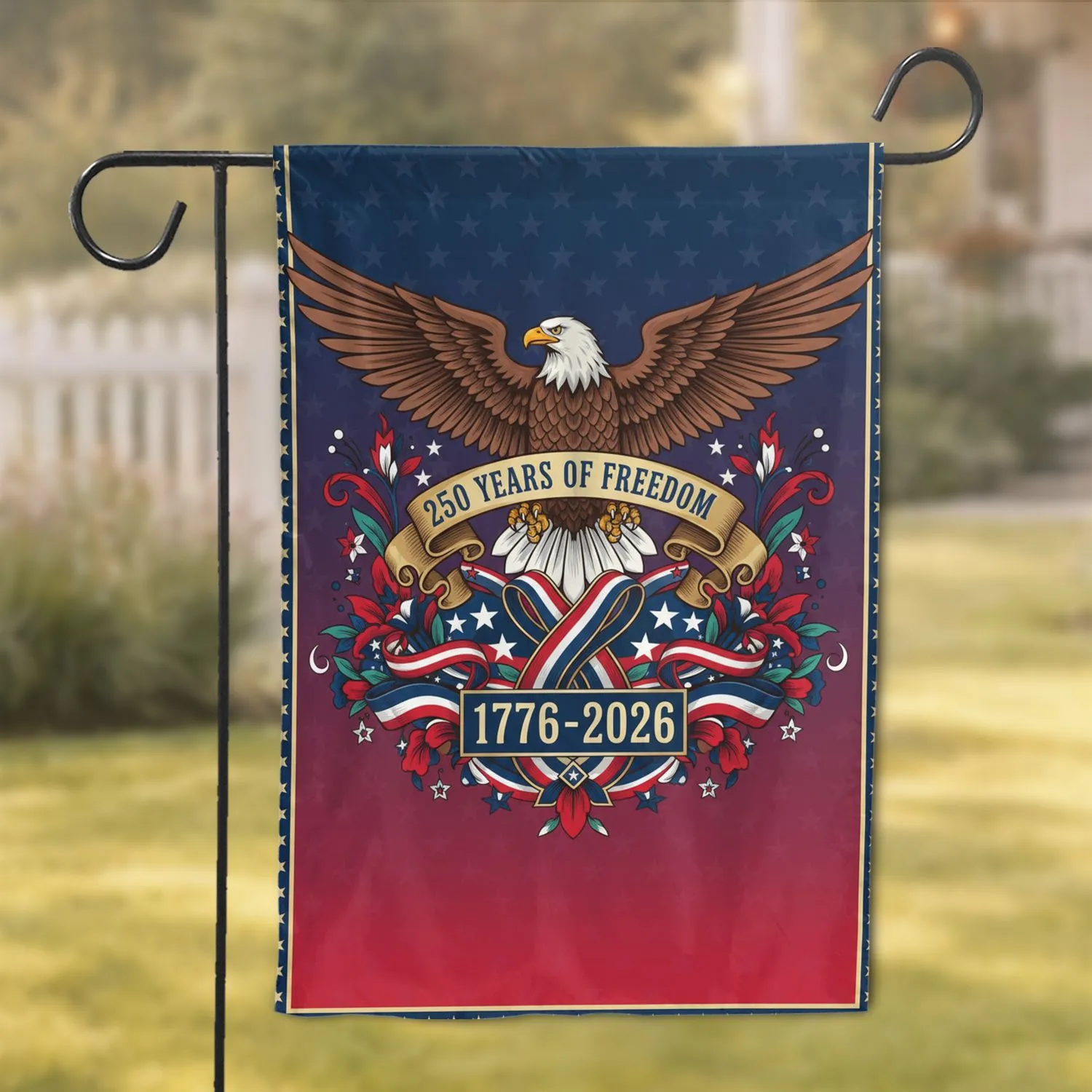 Bald Eagle American Flag 1776-2026 - USA 250 Years of Freedom Patriotic Independence Day Garden Flag - 1