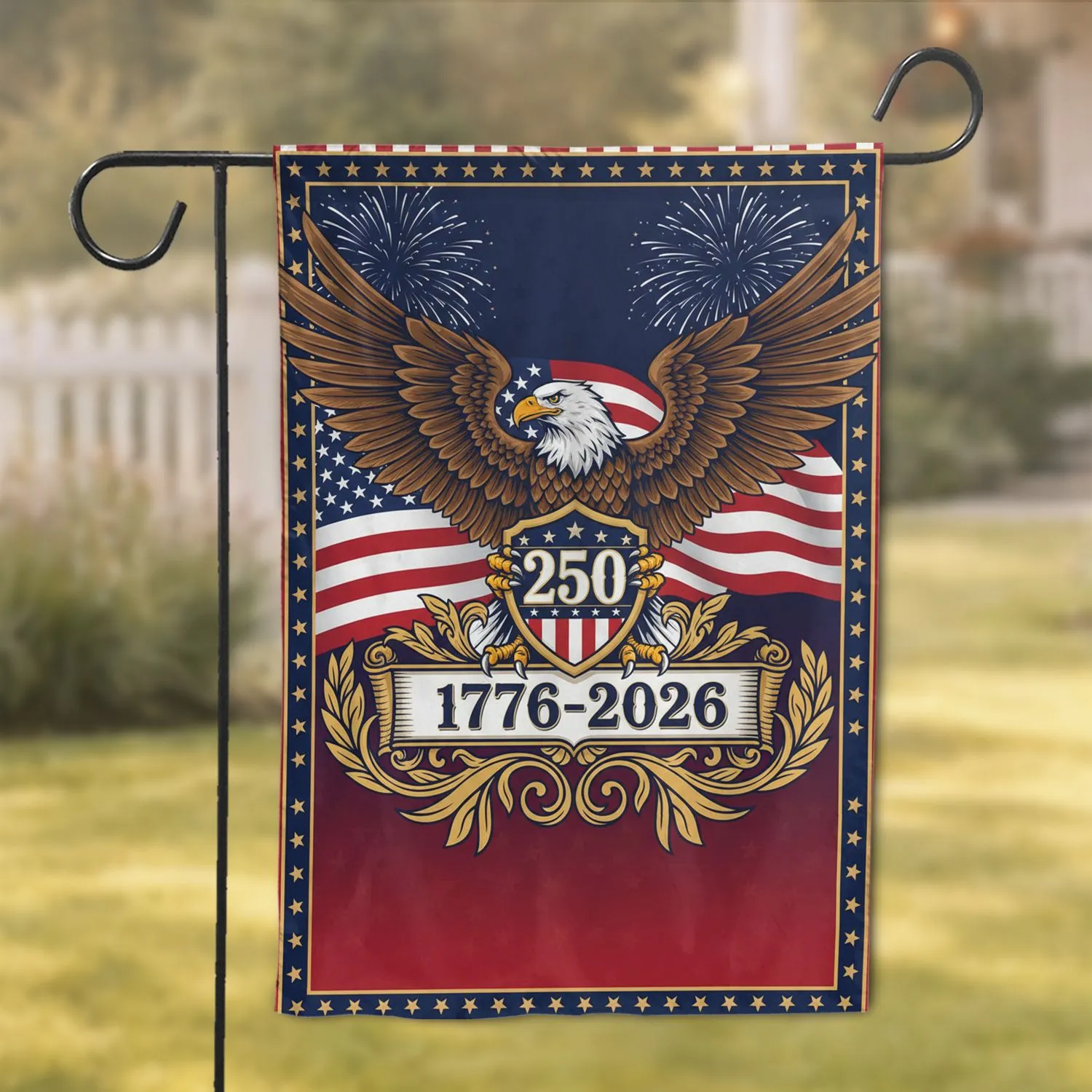 Bald Eagle American Flag 1776-2026 - USA 250th Anniversary Independence Day Garden Flag - 1