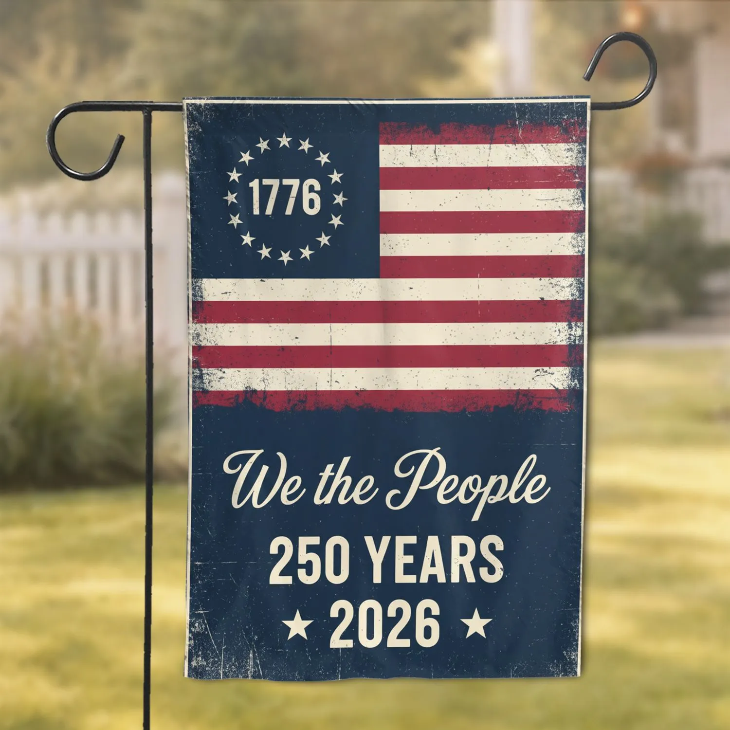 We The People Distressed Flag 1776-2026 - USA 250th Anniversary Patriotic Gift for Veterans Garden Flag - 1