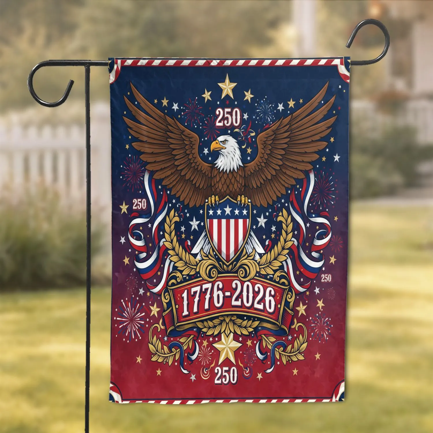 Bald Eagle American Flag 1776-2026 - USA 250th Anniversary Independence Day Gift for Veterans Garden Flag - 1