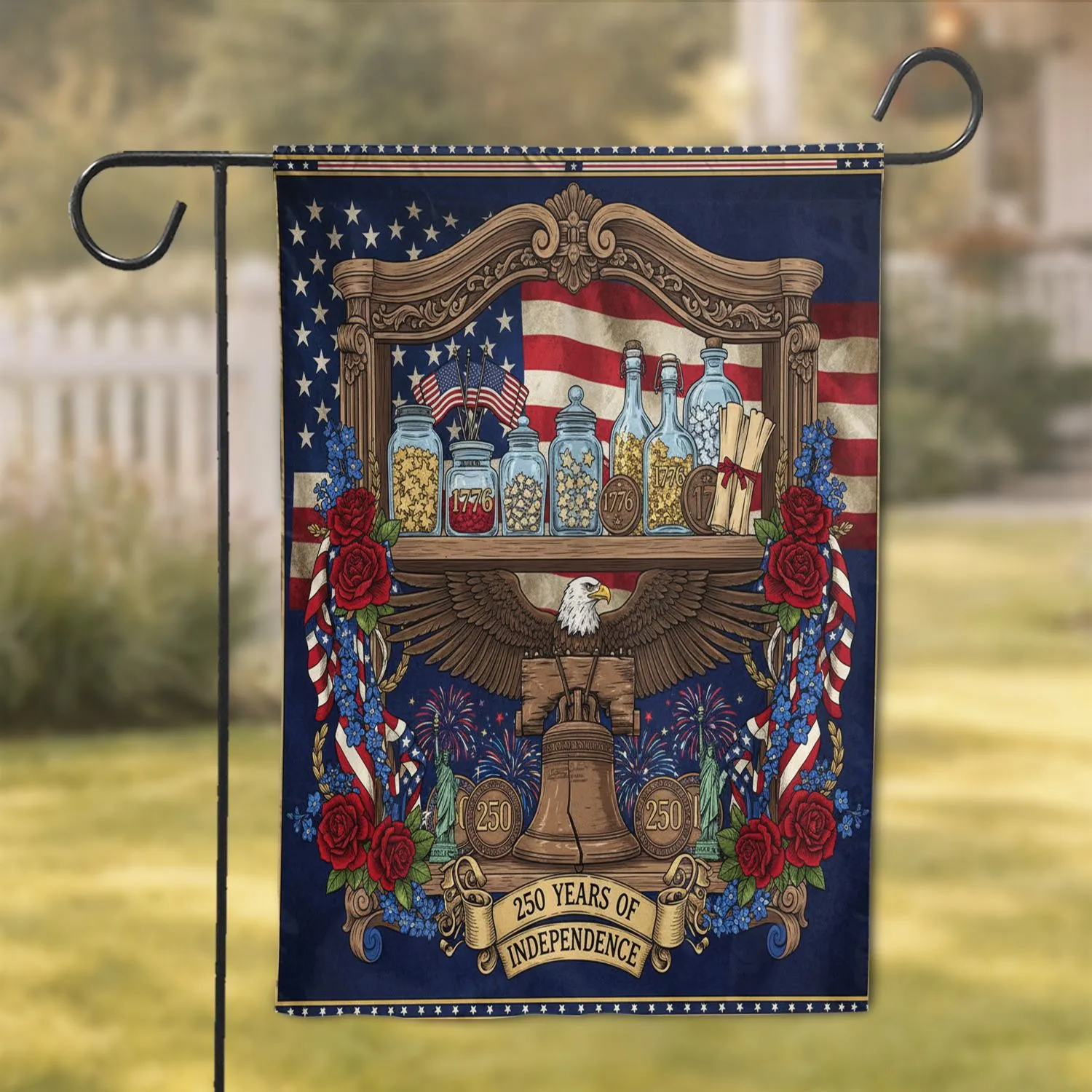 Bald Eagle Liberty Bell 1776-2026 - USA 250th Independence Day Celebration Art Garden Flag - 1