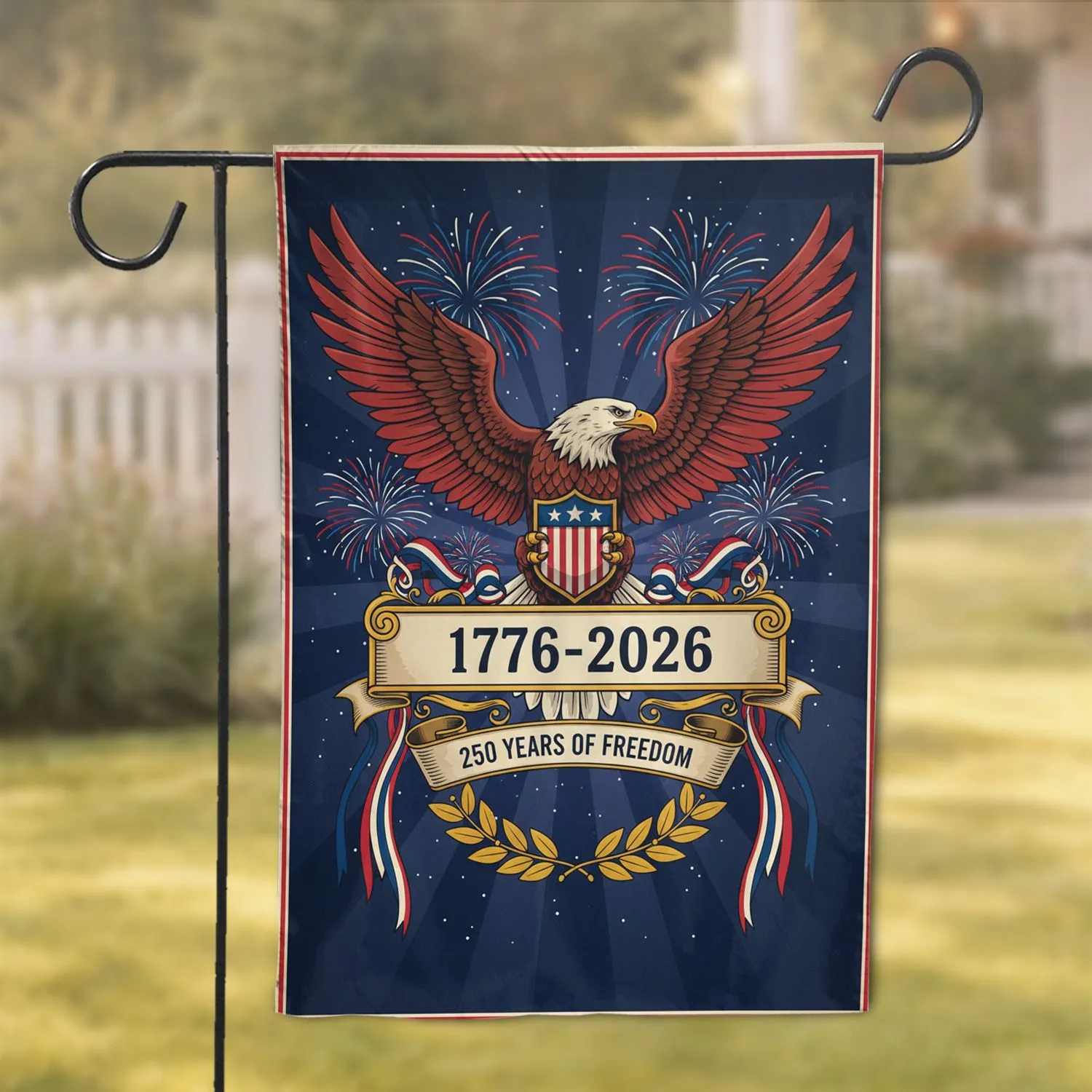 Bald Eagle American Flag 1776-2026 - USA 250th Anniversary Freedom Celebration Garden Flag - 1