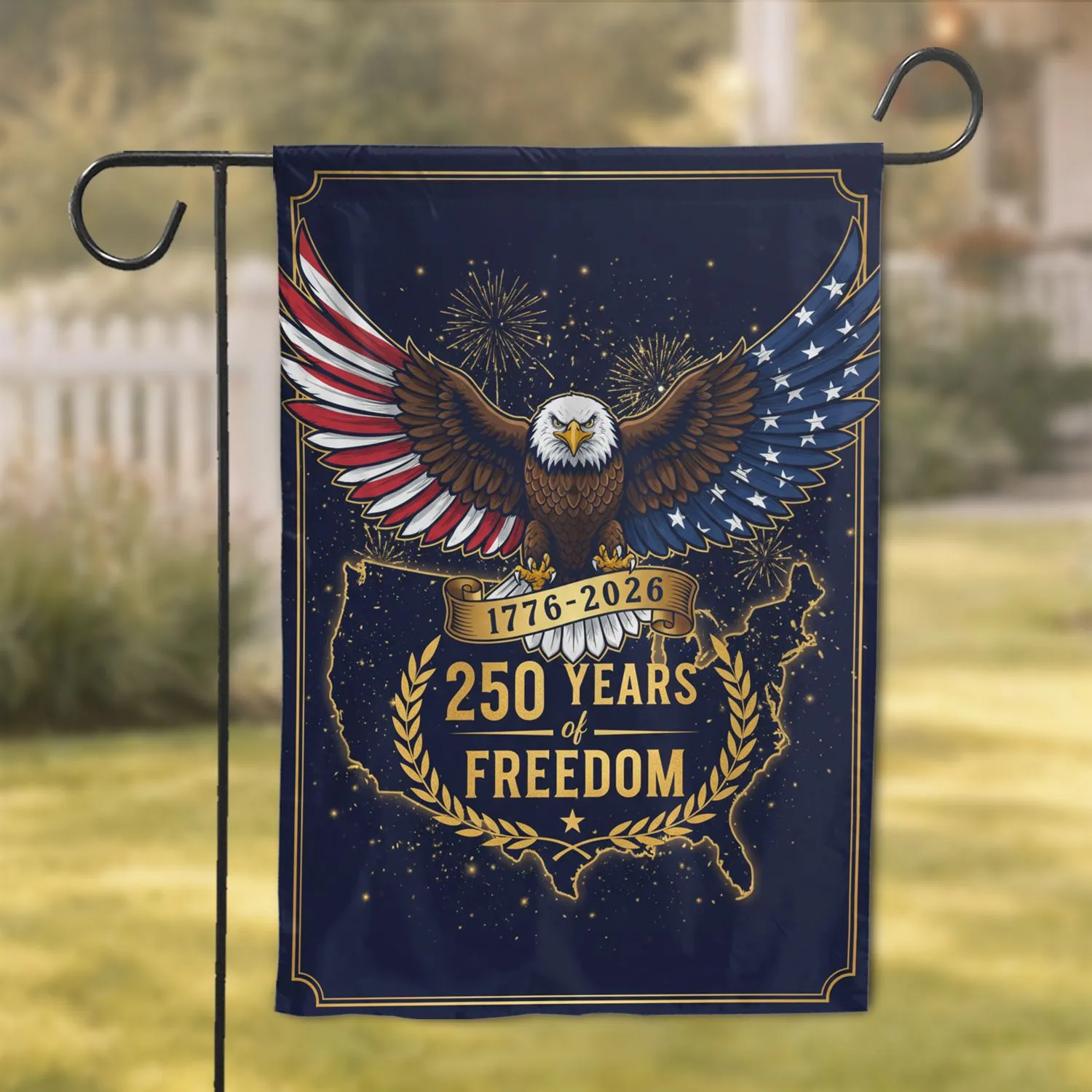 Bald Eagle American Flag 1776-2026 - USA 250 Years of Freedom Patriotic Gift for Dad Garden Flag - 1