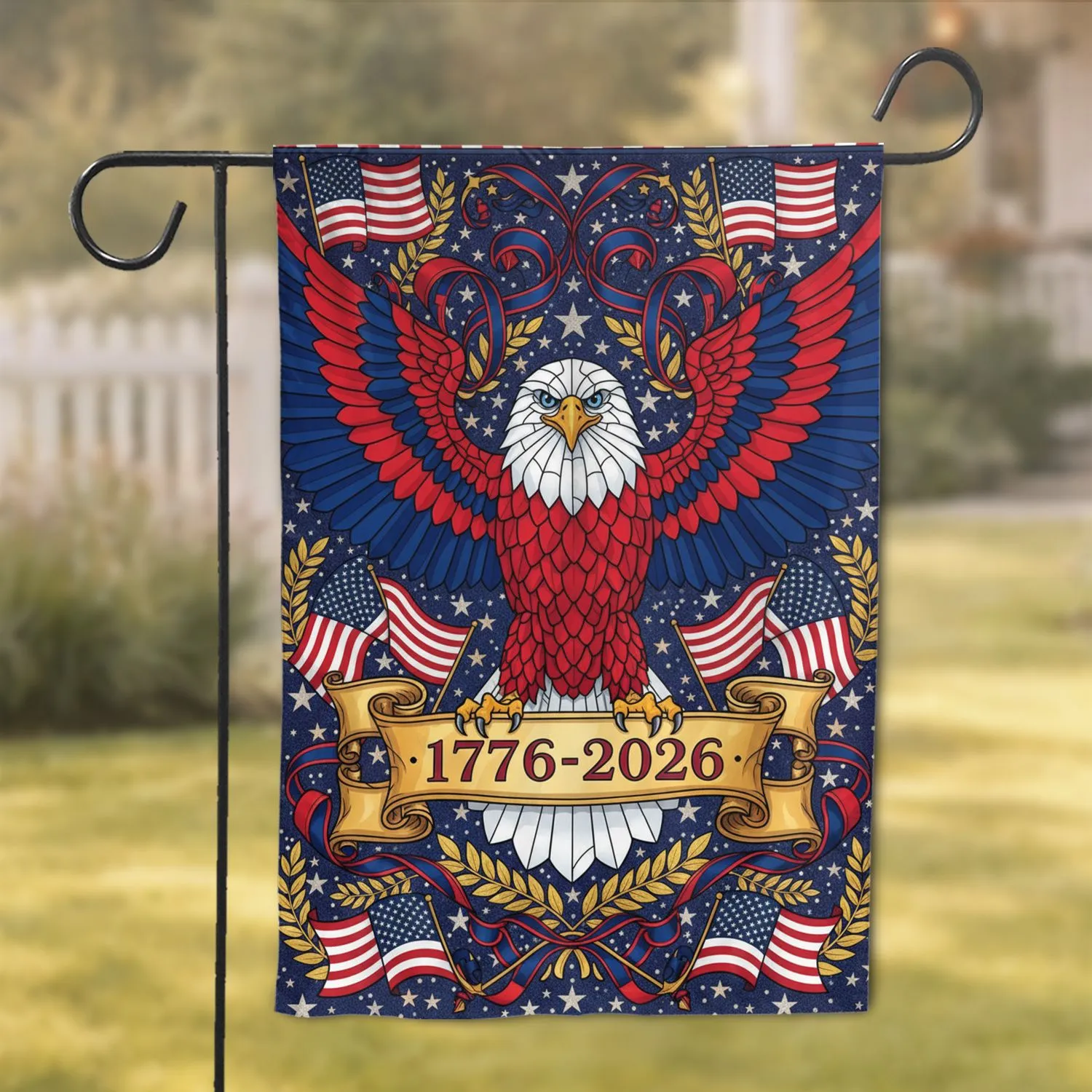 Bald Eagle American Flag 1776-2026 - USA 250th Anniversary Patriotic Gift for Veterans Garden Flag - 1
