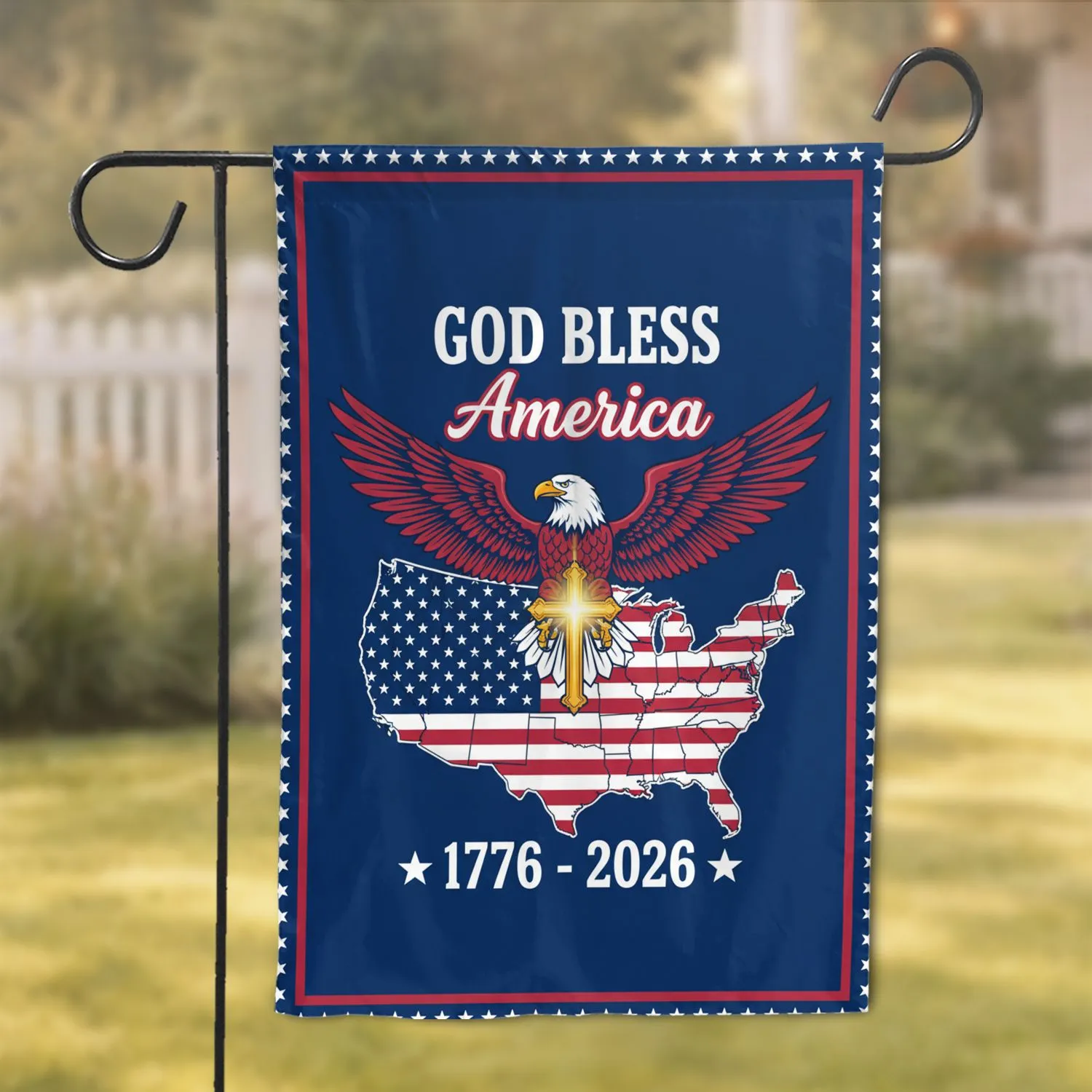 Bald Eagle American Flag USA Map 1776-2026 - USA 250th Anniversary Gift for Veterans Garden Flag - 1