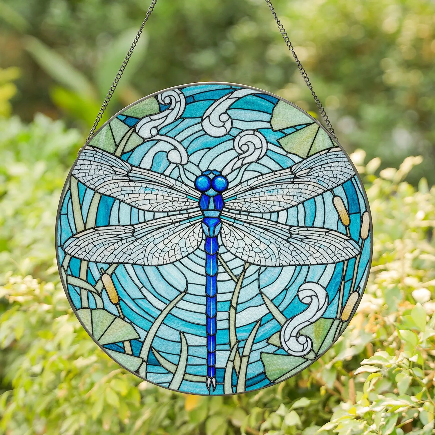 Majestic Dragonfly Stained Glass Mosaic - Intricate Jewel Tone Tiffany Art Gift Stained Glass Suncatcher - 1