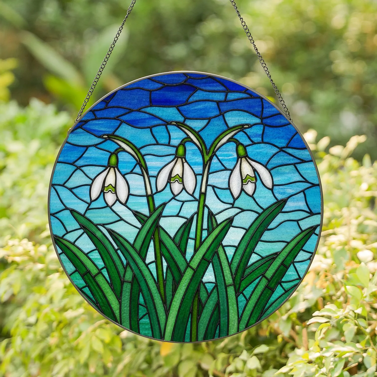 Tiffany Style Stained Glass Snowdrop Flowers Mosaic - Spring Floral Window Garden Home Decor Stained Glass Suncatcher - 1