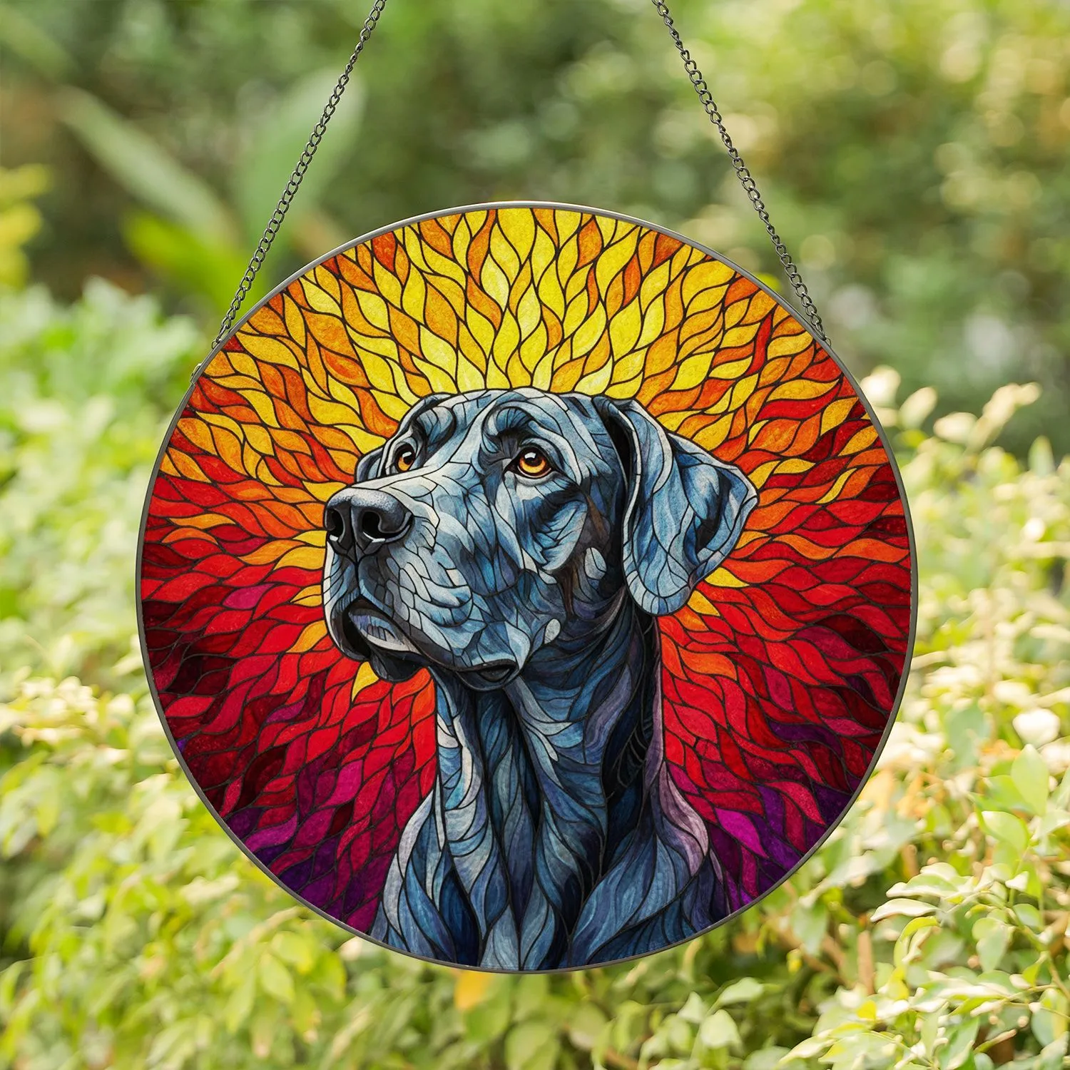 Majestic Great Dane Dog Tiffany Stained Glass Mosaic Colorful Jewel Tone Pet Lover Gift Stained Glass Suncatcher - 1