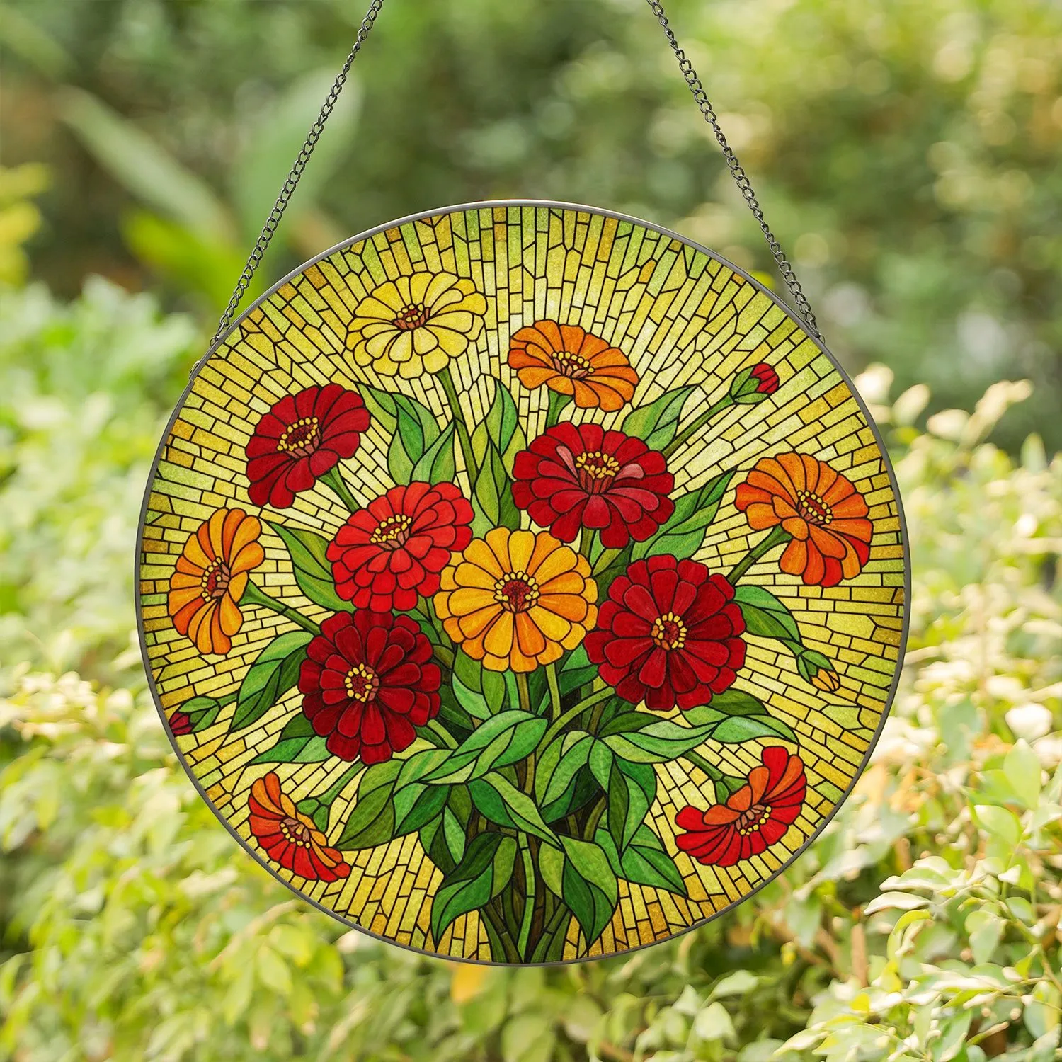 Vibrant Stained Glass Floral Bouquet Tiffany Style - Sunlit Window Art Garden Decor Gift Stained Glass Suncatcher - 1