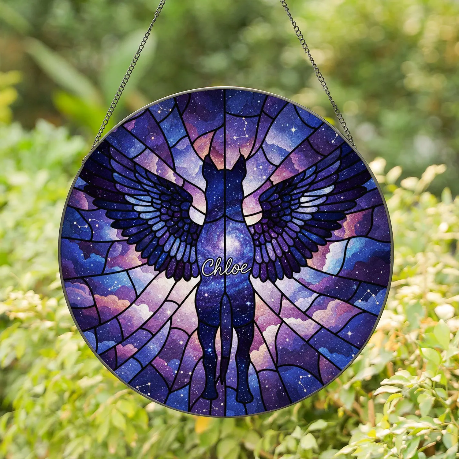 Chloe Angelic Winged Galaxy Tiffany Stained Glass Cosmic Clouds Stars Home Gift Stained Glass Suncatcher - 1