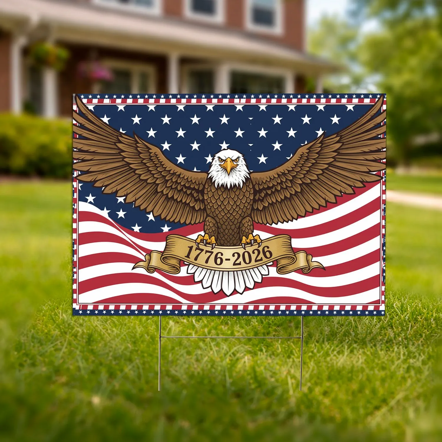 Bald Eagle American Flag 1776-2026 - USA 250th Anniversary Vintage Americana Design Yard Sign - 1