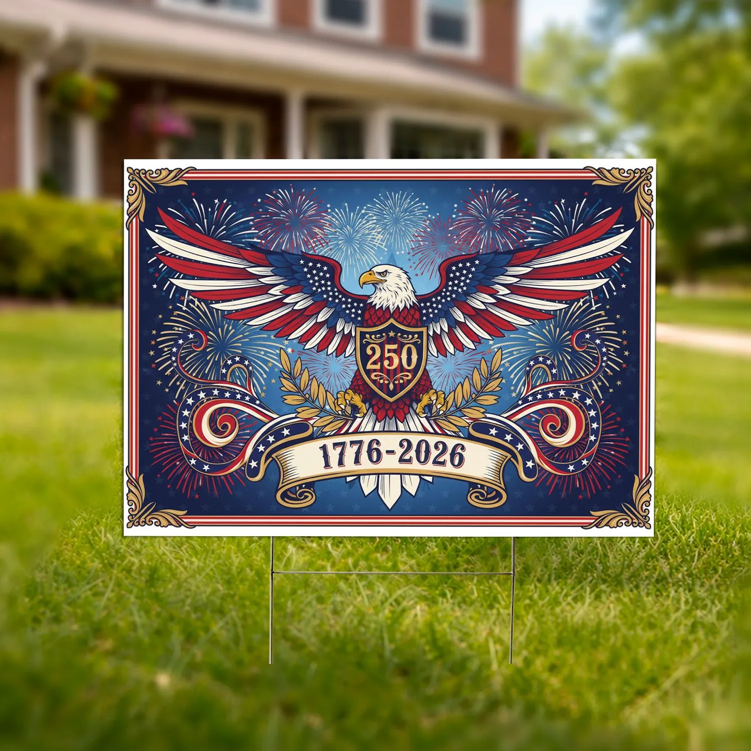 Bald Eagle American Flag 1776-2026 - USA 250th Anniversary Patriotic Celebration Yard Sign - 1