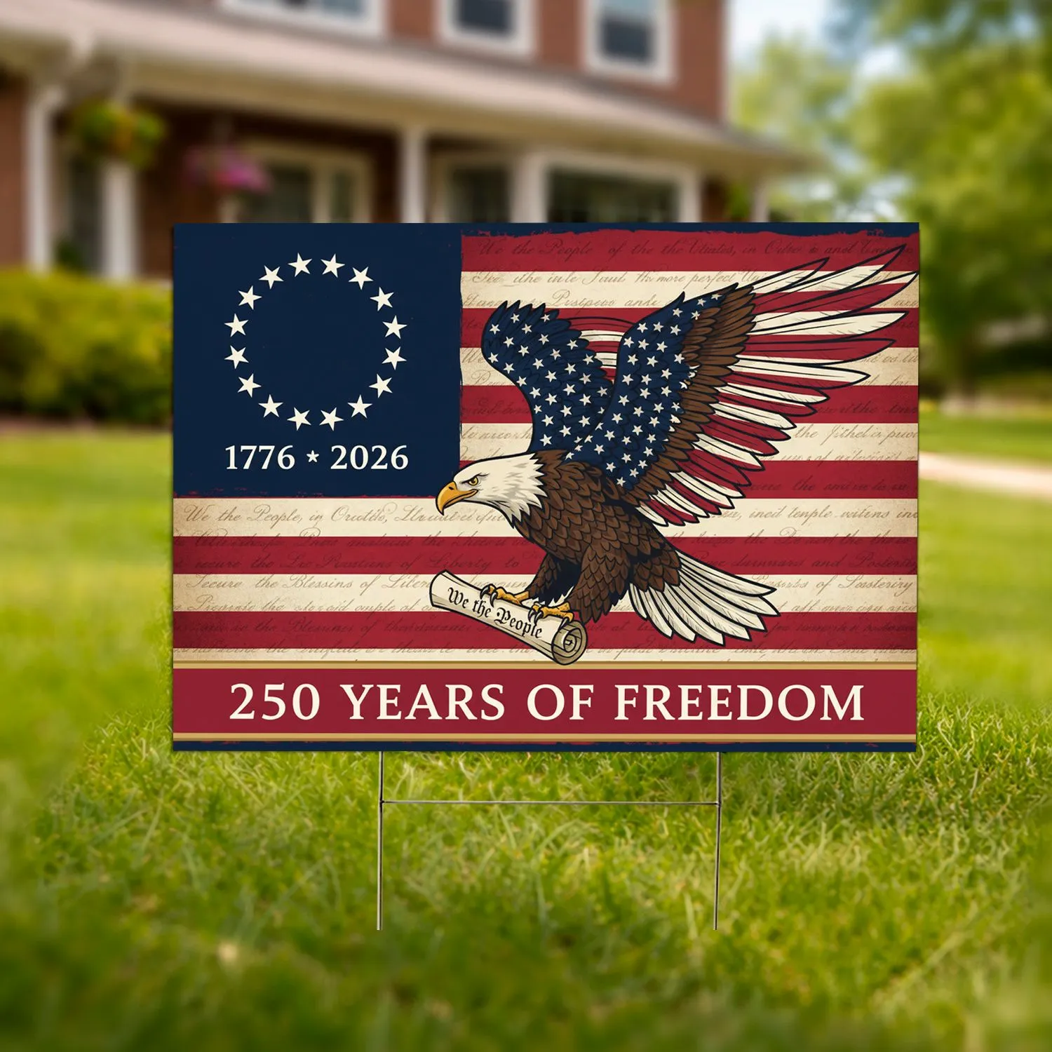 Bald Eagle American Flag We The People 1776-2026 - USA 250th Anniversary Gift for Veterans Yard Sign - 1